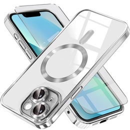 Θήκη για iPhone 13, Electro MagSafe, ασημένια + Γυαλί για την οθόνη