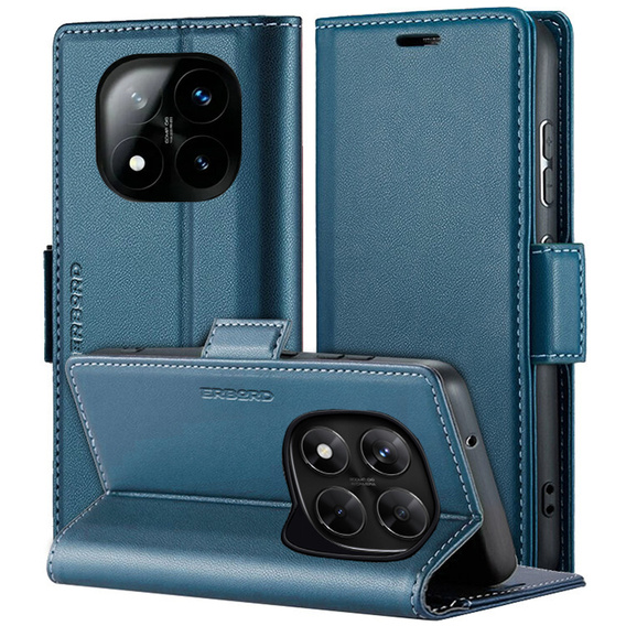 Θήκη για Xiaomi Redmi Note 14 Pro+ 5G / Xiaomi Poco X7 5G / Xiaomi Redmi Note 14 Pro 5G, ERBORD Glossy Litchi, πορτοφόλι με πτερύγιο, μπλε