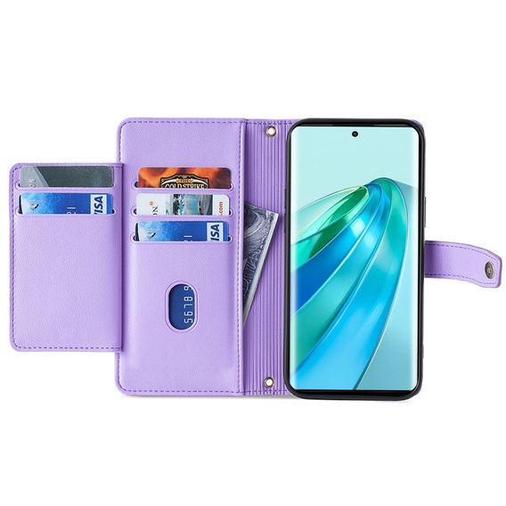 Θήκη με πτερύγιο για Honor Magic5 Lite, Wallet Zipper Pocket, μωβ