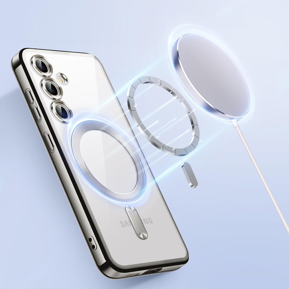 Θήκη για Samsung Galaxy S25, Electro MagSafe, ασημένια + Γυαλί για την οθόνη