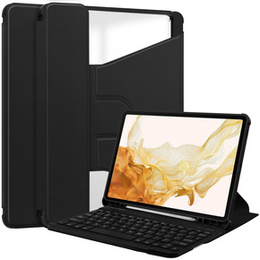 Θήκη πληκτρολογίου για Samsung Galaxy Tab S9+, Rotary 360° Leather, μαύρη