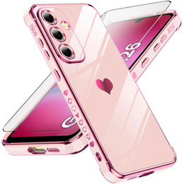 Η θήκη για το Samsung Galaxy A26, Electro heart, ροζ rose gold + γυαλί 9H