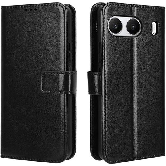 Θήκη με πτερύγιο για OnePlus Nord 4, Crazy Horse Wallet, μαύρη