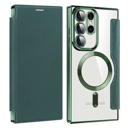Θήκη με πτερύγιο για Samsung Galaxy S23 Ultra, RFID Wallet MagSafe CamShield, πράσινη
