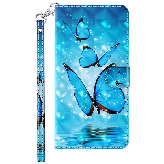 Θήκη με πτερύγιο για Oppo A17, Wallet Light Spots Decor Butterfly, μπλε