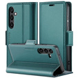 Θήκη για Samsung Galaxy S25, ERBORD Glossy Litchi, πορτοφόλι με πτερύγιο, πράσινη