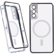 Μαγνητική θήκη MagSafe Dual Glass για Samsung Galaxy S22 Plus, ασημένια