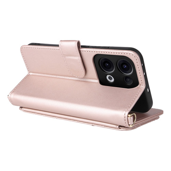Θήκη με πτερύγιο για Oppo Reno 13 5G, Crossbody Leather Wallet, ροζ