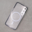Μαγνητική θήκη MagSafe Dual Glass για Samsung Galaxy S23+ Plus, ασημένια