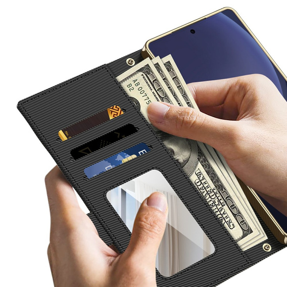 Αναδιπλούμενη θήκη για Samsung Galaxy S25 Ultra, GKK Mirror Wallet, μαύρη