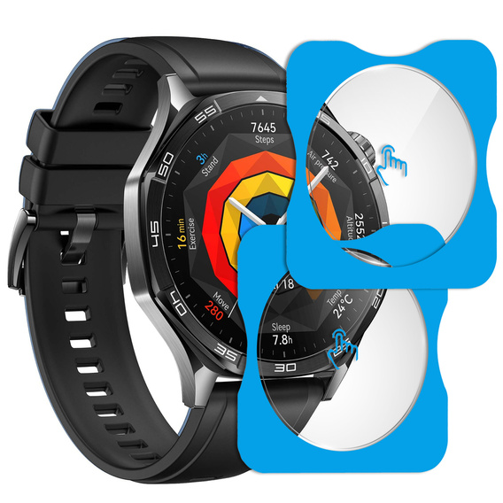 2x ERBORD μετριασμένο γυαλί για Huawei Watch GT 5 46mm, με πλαίσιο τοποθέτησης