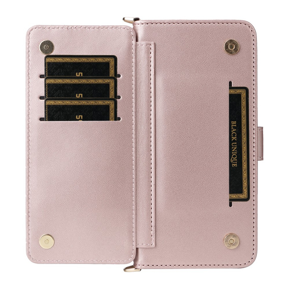 Θήκη με πτερύγιο για Xiaomi Poco F7 Ultra, Crossbody Leather Wallet, ροζ