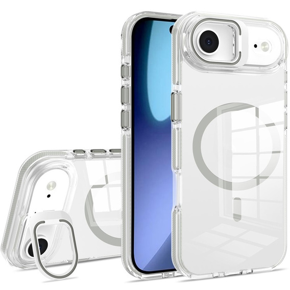 Θήκη για iPhone Air, για MagSafe, με βάση, διάφανη με γκρι ένθετα