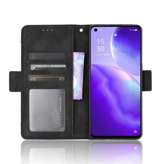 Θήκη με πτερύγιο για Oppo Reno 5 5G, Card Slot, μαύρη