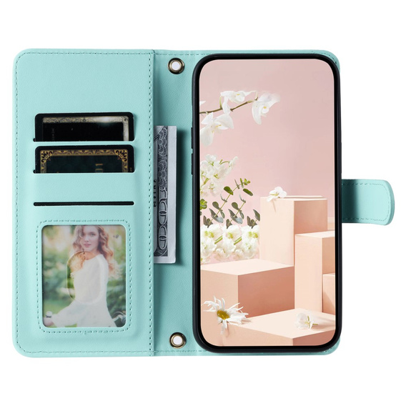 θήκη πτερύγιο για Samsung Galaxy S25, Rhombus Crossbody Leather, πράσινη