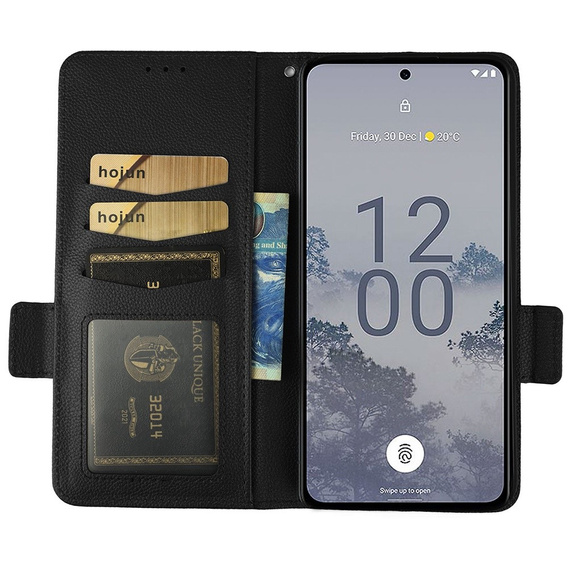 Θήκη με πτερύγιο για Nokia X30 5G, Wallet Litchi Magnet Case, μαύρη