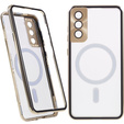 Μαγνητική θήκη MagSafe Dual Glass για Samsung Galaxy S21, χρυσή