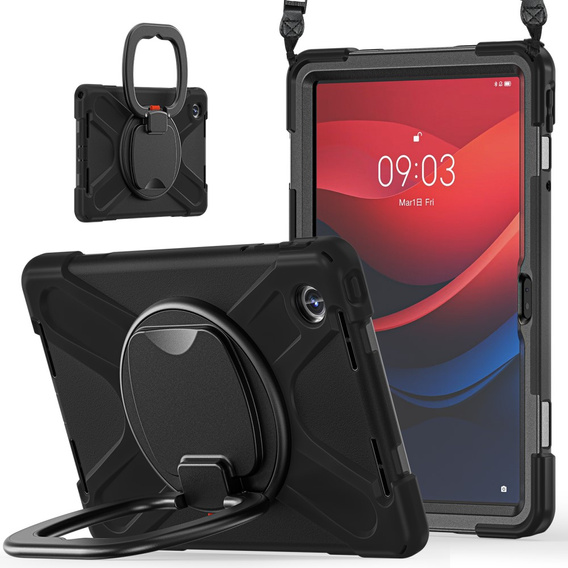 Παιδική θήκη για Lenovo Tab M11, θωρακισμένη με λουράκι, μαύρη