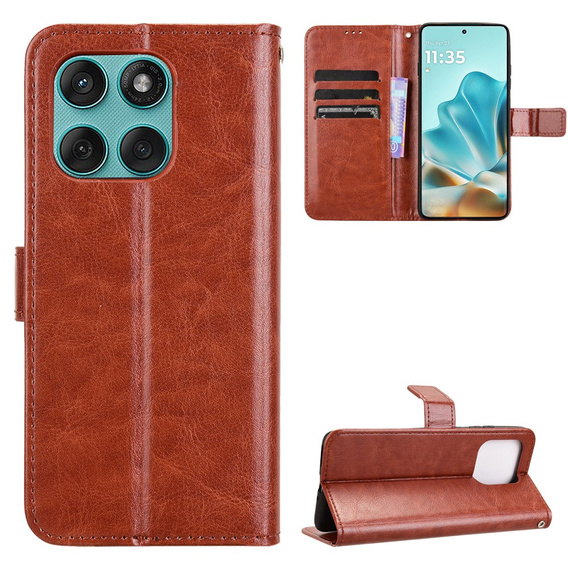 Θήκη με πτερύγιο για Motorola Edge 60 / 60 Fusion, Crazy Horse Wallet, καφέ