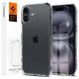 θήκη Spigen για iPhone 16 Plus, Ultra Hybrid, διαφανής + μετριασμένο γυαλί 9H