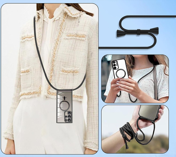 Θήκη για Samsung Galaxy S25 Ultra, Electro MagSafe, μαύρη + κορδόνι