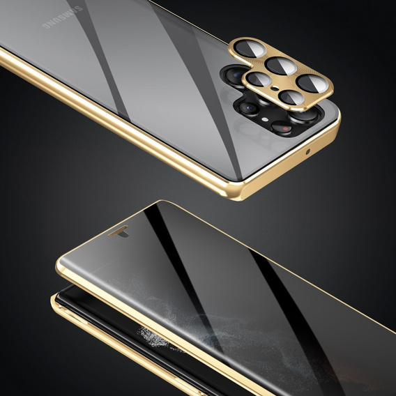Θήκη για Samsung Galaxy S24 Ultra, Privacy Dual Glass, χρυσή
