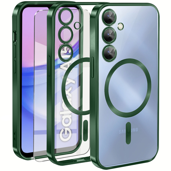 Θήκη για Samsung Galaxy A15 4G/5G, Electro MagSafe, πράσινη + Γυαλί για την οθόνη