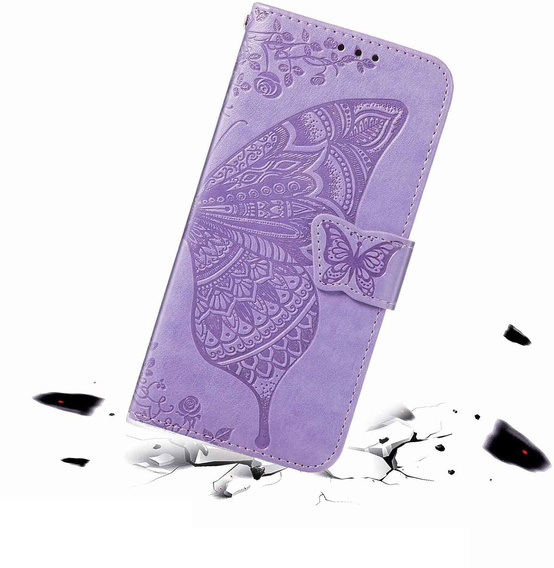 Θήκη με πτερύγιο για Oppo Reno 13, Butterfly, μωβ