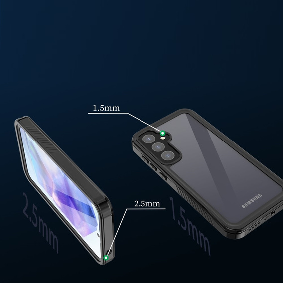 Αδιάβροχη θήκη IP68 για Samsung Galaxy A55 5G, Redpepper, μαύρη