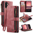 Η θήκη CASEME για Samsung Galaxy A56 5G, Leather Wallet Cash and Card Slots, με λουράκι, κόκκινη