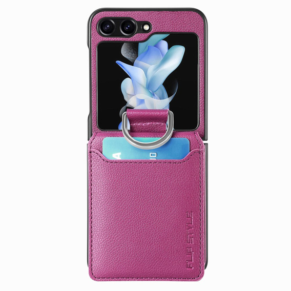 Θήκη για Samsung Galaxy Z Flip7 FE / Z Flip6, Card Slot Ring Case, μωβ