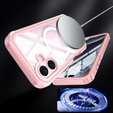 Θήκη για iPhone 16, Shockproof, με γυαλί, για MagSafe, ροζ