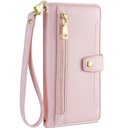 Θήκη με πτερύγιο για iPhone 14 Pro Max, Wallet Zipper Pocket, ροζ