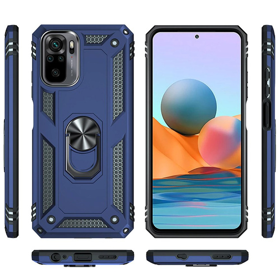θωρακισμένη θήκη για Xiaomi Redmi Note 10/10S, Nox Case Ring, μπλε