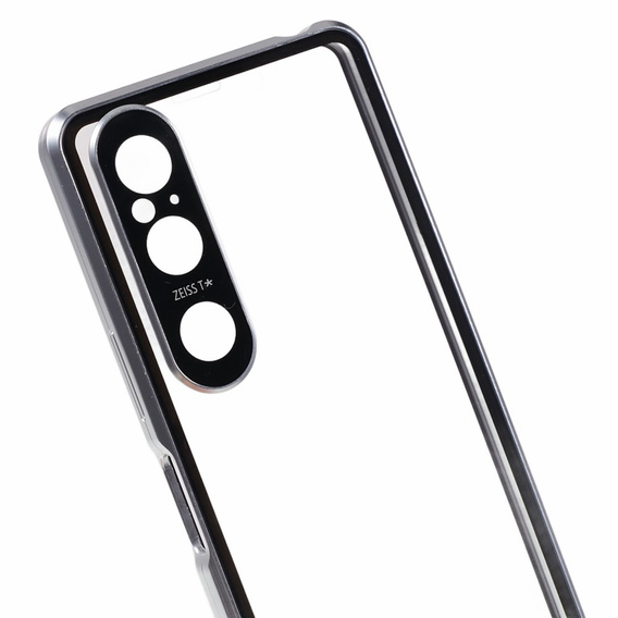θήκη για το Sony Xperia 1 V, Magnetic Dual Glass, ασημένια