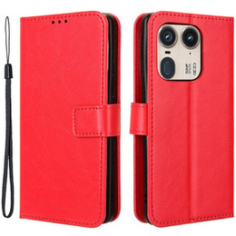 Θήκη με πτερύγιο για Motorola Edge 50 Ultra, Crazy Horse Wallet, κόκκινη