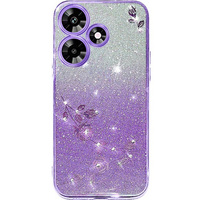 Θήκη για Infinix Hot 30, Glitter Flower, μωβ