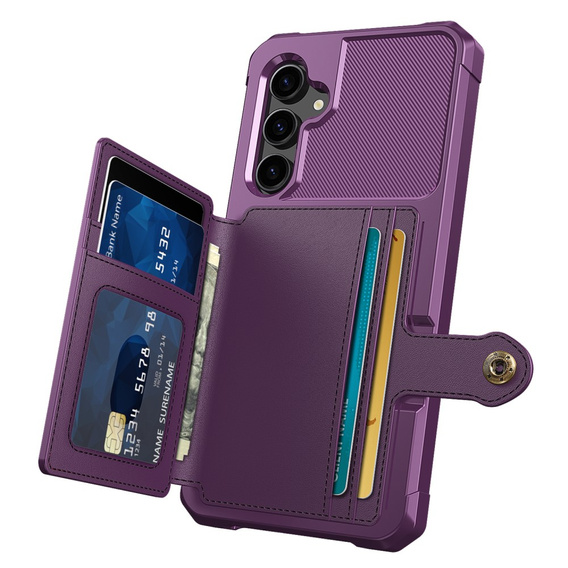 Θήκη για Samsung Galaxy S23 FE, Card Holder Kickstand, μωβ