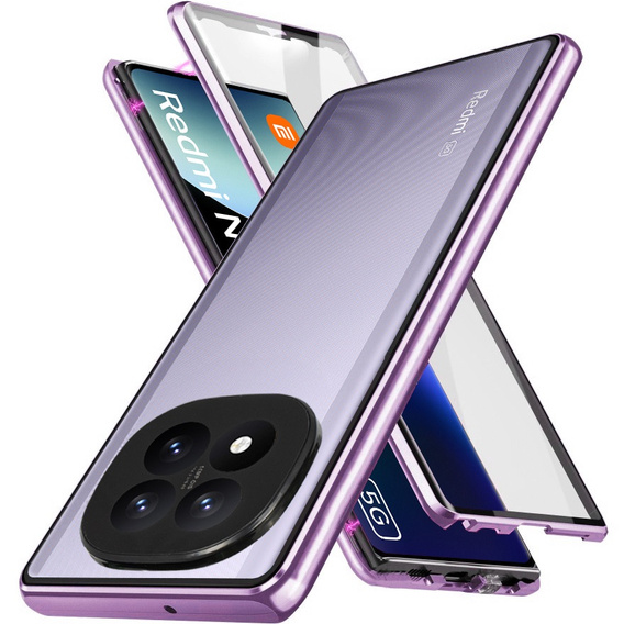 θήκη για το Xiaomi Redmi Note 14 Pro, Magnetic Dual Glass, μωβ