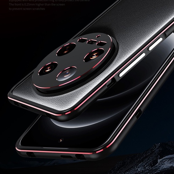 Θήκη για Xiaomi 14 Ultra, Armor Bumper, με κάλυμμα φακού, μαύρο / κόκκινο