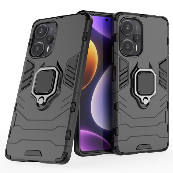 Θήκη για Poco F5 5G, Kickstand Ring, μαύρη