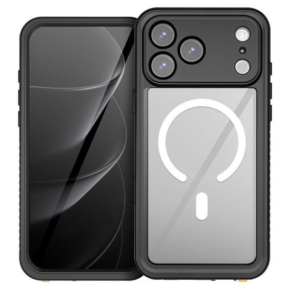 Θήκη Redpepper για iPhone 17 Pro Max, αδιάβροχη IP68, για MagSafe, διαφανής με μαύρες πλευρές