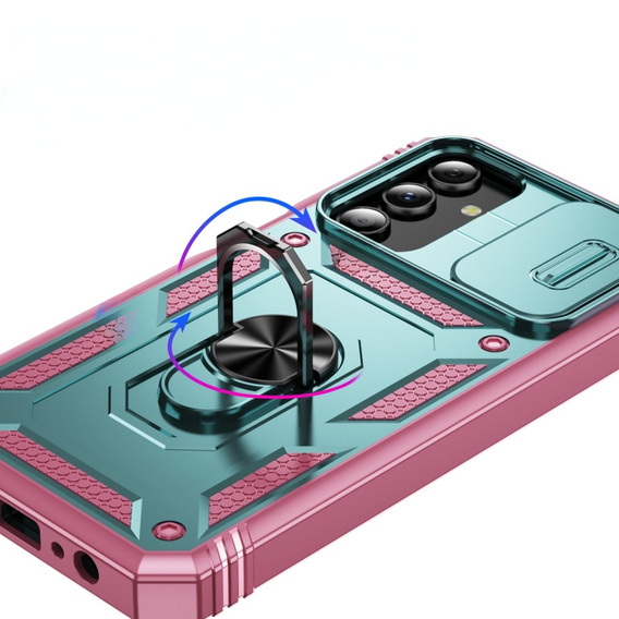 Θήκη για Samsung Galaxy S24+ Plus, CamShield Slide, πράσινο / ροζ