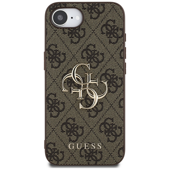 GUESS Θήκη για iPhone 16E, 4G Big Metal Logo, καφέ