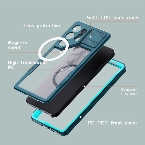 Αδιάβροχη θήκη Redpepper MagSafe για Samsung Galaxy S26 Ultra, μπλε