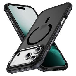 Ματ θήκη για iPhone 17 Pro, θωρακισμένη, για MagSafe, καπνιστή με μαύρες πλευρές