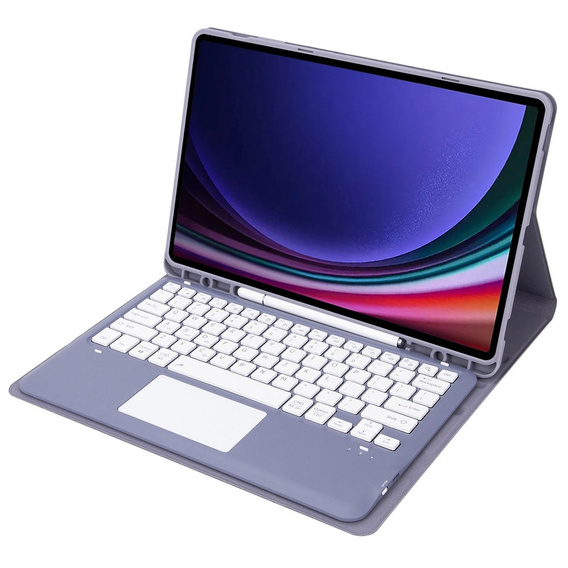 Θήκη + πληκτρολόγιο Samsung Galaxy Tab S9+, Leather Pen Slot TouchPad, μωβ