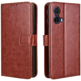 Θήκη με πτερύγιο για Motorola Moto G85, Crazy Horse Wallet, καφέ