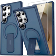 Θήκη για Samsung Galaxy S25 Ultra, Kickstand Matt Case, για MagSafe, μπλε + Γυαλί οθόνης