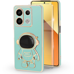 θήκη για το Xiaomi Redmi Note 13 5G, Astronaut, πράσινη + μετριασμένο γυαλί 9H
